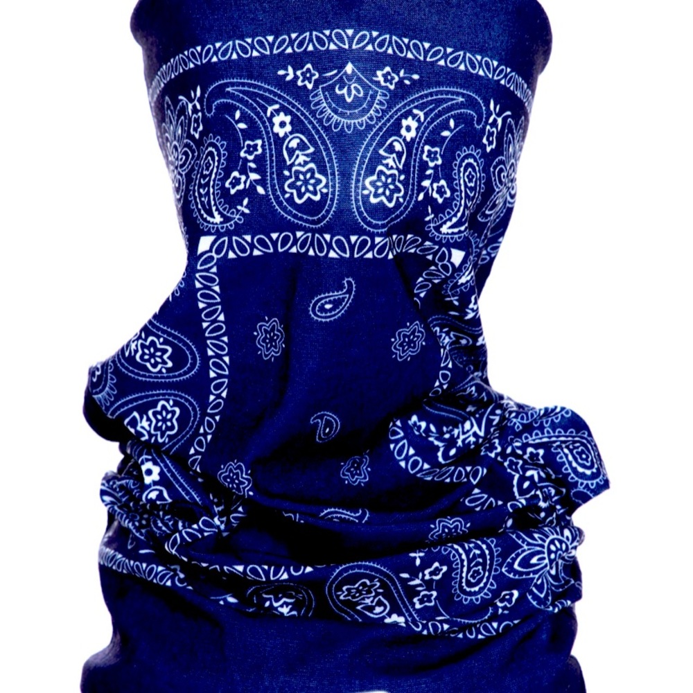 Blue bandana sleeve face mask